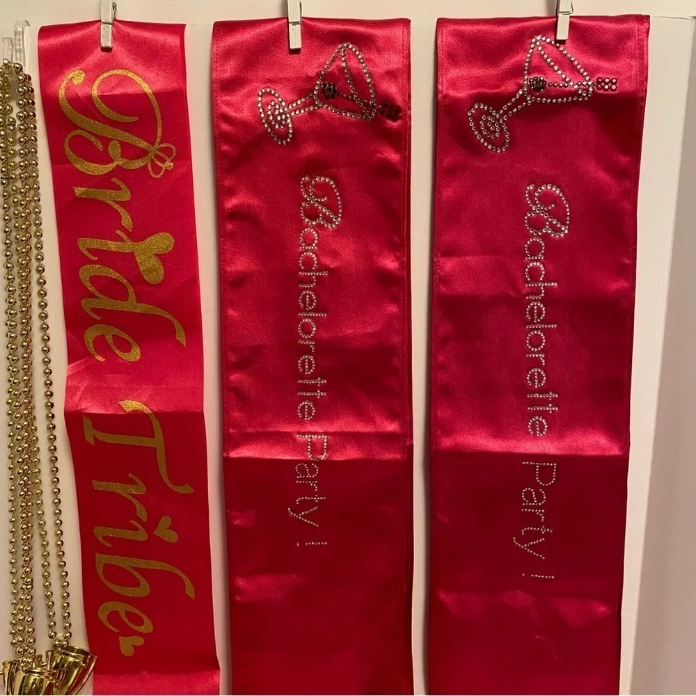 Wedding Bachelorette Party Sashes/ Pins/ Beads/ Glasses/ Slim Cozy & More Bundle